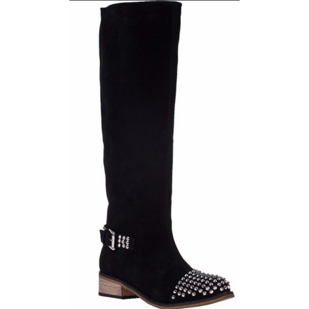 Kelsi Dagger Rover black suede studded boots!